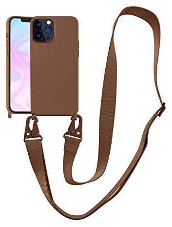 Handykette Handyhülle kompatibel mit Apple iPhone 11 Necklace Hülle Nylon Schultergurt Weich Silikon TPU Cover mit Kordel zum Umhängen Schutzhülle mit Stylische Band(Braun)