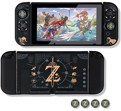 Dockable Schutzhülle kompatibel mit Switch, Hartschalen-Schutzhülle für Switch und Joy-Con-Controller mit 4 Daumengriffen, Zelda Switch Tragetasche (The Legend of Zelda)