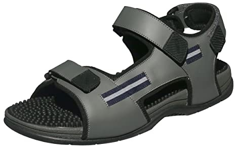 Revs - Lomond - Reflexzonen-Massage-Sandalen mit Klettverschluss für Herren, Grau 46EU