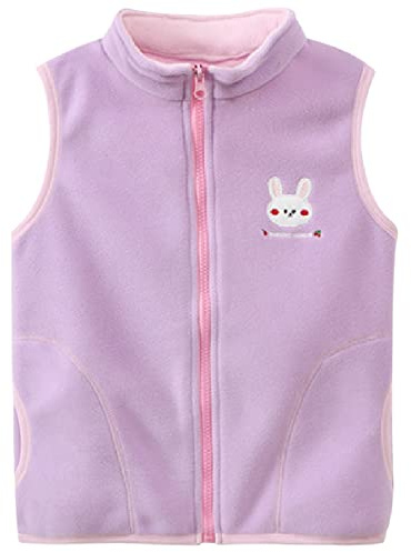 ANIMQUE Baby Kinder Fleeceweste Jungen Mädchen Polar Fleece Weste Stehkragen Reißverschluss Ärmellose Kinderjacke Cartoon Muster