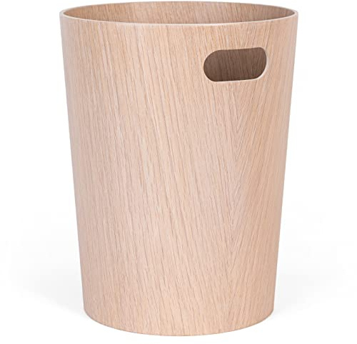 Kazai. Echtholz Papierkorb Börje | Moderner Holz Mülleimer für Büro, Kinderzimmer, Schlafzimmer u.m. | Eiche weiß