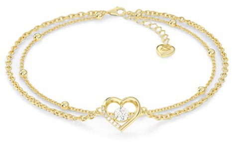SERASAR Bracelet de Cheville Coeur Plaqué or 18 Carats Pour Femme Chaine Plaque Cadeau Bijoux Soeur Maman