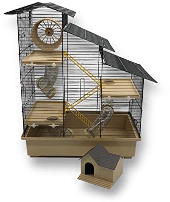 ZooPaul Hamsterkäfig XXL mit Zubehör beige Maus Nager Käfig Burg Treppe Tunnelsystem
