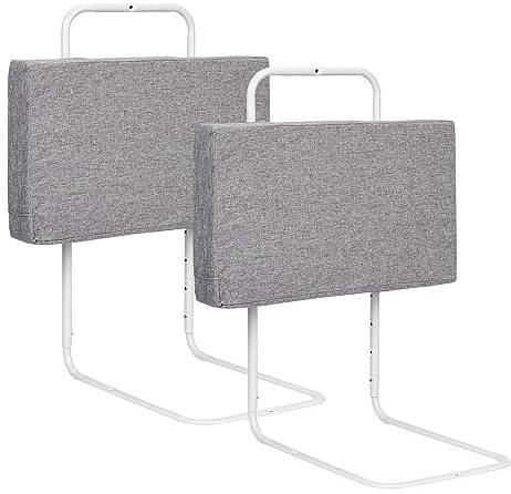 Tubiaz Bettgitter rausfallschutz Bett 2x50cm 5-Loch Höhenverstellbar Bettschutzgitter für Kinder Bett Rausfallschutz Kinder, Kinderbettgitter Familienbett für Kinderbett (100cm,Leinen Grau)