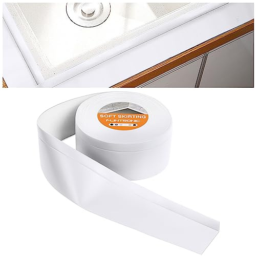 Flintronic Weichsockelleiste, 50 x 15mm 15m Weichsockelleiste Selbstklebend | für Küche und Badezimmer, Selbstklebende Abschlussleiste aus PVC, Flexible Knickleiste - Fugendichtungsband(65mm)