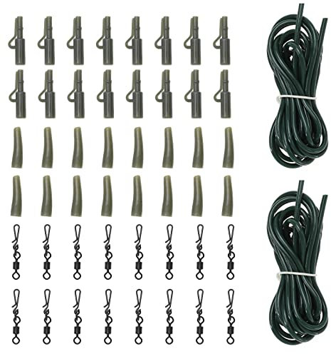 EMSea 58-teiliges Karpfenangel-Set, Gewichts-Blei-Sicherheitsclips, Schnellverbindung, drehbar, Rig-Tube, Haar-Rigs, Angelzubehör, Ersatzzubehör