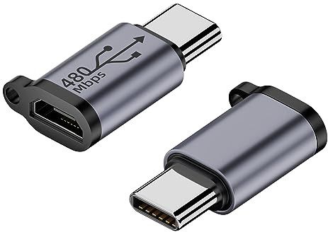 AMZLORD Lot de 2 adaptateurs Micro USB vers Type C, convertisseur Micro USB (Femelle) vers Type C (mâle), Adaptateur de Type C, 480 Mbps, Charge Rapide 18 W, Compatible avec téléphone/Tablet