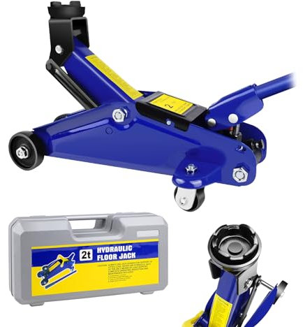 Hydraulischer Rangierwagenheber/Wagenheber/Stahlwagenheber mit Tragegriff und Lenkrollen für Autoreparaturen, Robust & Langlebig (Tragkraft: 2 Tonnen, Höhenverstellbar von 140 bis 290 mm)