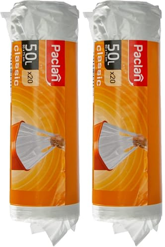 Paclan Müllbeutel mit Griff 20 x 50L, 20 Stück (Packung mit 2)