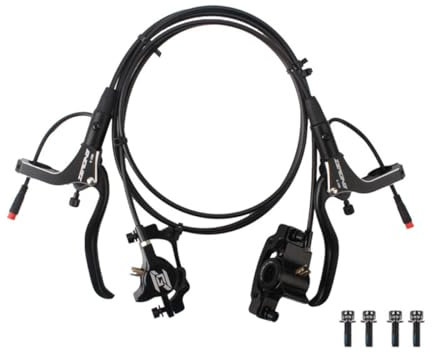 Hydraulisches E-Bike-Scheibenbremsen-Set 2 Kolben Automatische Magnetische Induktion Abschaltung Hydraulische Bremse Rechts Vorne 900mm Links Hinten 1600mm Mit 2-poligem Stecker ( Color : Black , Size