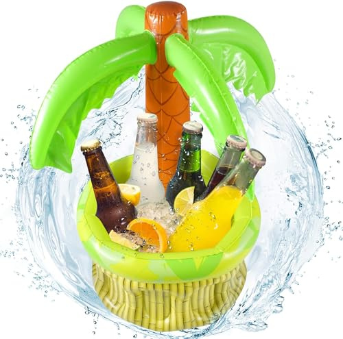 FGen Aufblasbarer Palmbaumkühler, 65 x 35 cm, Getränkehalter, Pool, schwimmende Bar für Pool, aufblasbare Palme, Partyzubehör für Pool Party und Strand