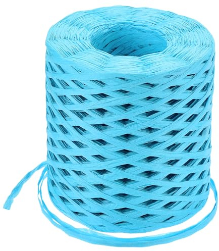 QUARKZMAN Cinta de Artesanía de Papel de Rafia 1/4 Pulgada 218 Yardas Cordel de Rafia para Envolver Navidad Regalos Manualidades DIY Azul