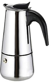 A2ZWORLD Caffettiera in Acciaio Inox con Manico Anti-Scottatura, Compatibile con Fornelli Elettrici e a Gas, NON Adatta per Induzione, Disponibile in 4 Misure (4 Tazze)