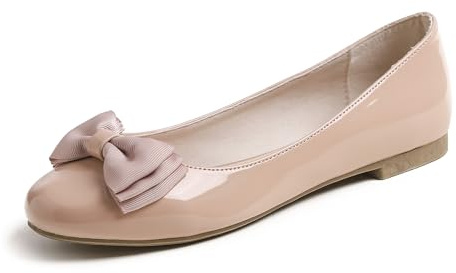 Feversole Women's Round Toe Cute Bow Trim Ballet Flats