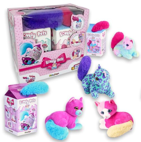 #sbabam Lovely Pets Cat in The Milk - Juego de quiosco para niños, Peluches y Gatitos de Peluche, Juguetes coleccionables, Paquete de 2 Figuras, Ideas de Regalo, a Partir de 3 años