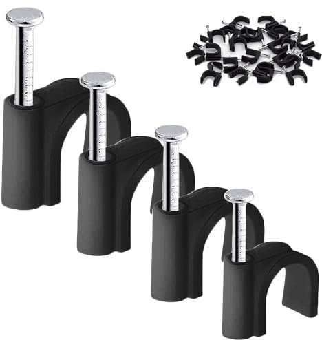 400pcs Cable Nail Clips with Storage Box, 4 Size(4mm 6mm 8mm 10mm) Durable Round Nails Cable Clips, Wire Tidy Clips Pins Cable Tacks for Ethernet, Electrical Cables, Wires