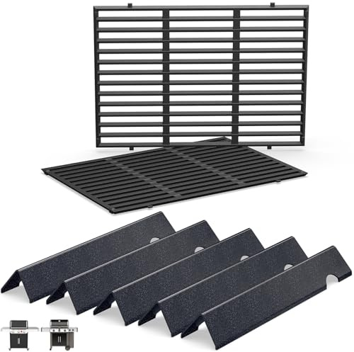 QuliMetal 18.75 Cooking Grates & 17-Inch Flavorizer Bars for Weber Genesis II/LX 300 Series, Genesis II E310, II E315, II E335 (2017 and Newer) Gas Grills, Replacement Parts for Weber 66095 66032