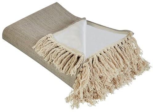 Beliani Picknickdecke beige/Taupe 200 x 200 cm isoliert Fransen modern Dhandi