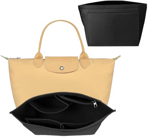 APMGONT Organizer für Longchamp Tasche, klappbar Geldbörse Organizer für Tasche, Filz-Geldbörsen-organizer-Einsatz, für Longchamp Le Handtascheneinsatz (Schwarz, M)