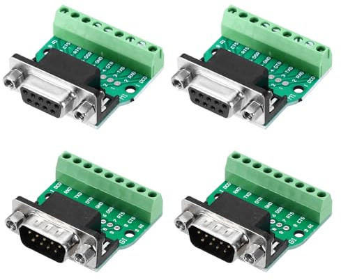 sourcing map DB9 Breakout Connector/RS232 Serial 9 Pin Connector Male Female Socket 9-pin 2-Row Male Female for Mechanical Equipment CNC Computers Pack of 4 with Thumb Screws