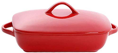 YXUANYZNB Pirofila rettangolare in ceramica, teglia da forno in terracotta per lasagne, quiche o tiramisù, teglia da forno per lasagne, teglia da forno, teglia da forno, colore: rosso