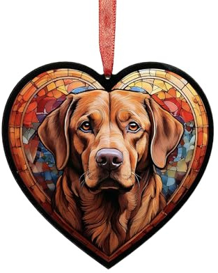 Fox Red Labrador Heart Suncatcher - Memorial or Gift for Dog Lovers - 19cm