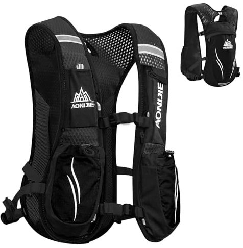 Azarxis Mochila de Hidratación Ligera 5.5L Chaleco de Hidratación Trail Running Hombre Mujer para Ciclismo Senderismo Escalada Correr (Negro - Sólo un Chaleco)