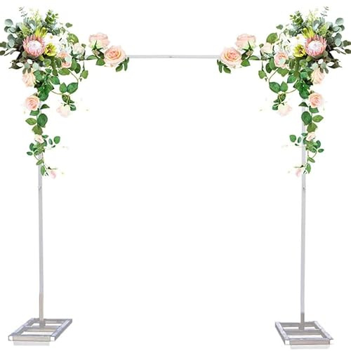 HFVUYAR Arche de Jardin Florale réglable en métal, décoration pour cérémonie de Mariage, Blanche, carrée de 2 m, avec Support de Base, idéale pour Les Arcades de Mariage et Les événements en Plein a