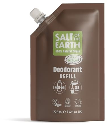 Salt of the Earth – Nachfüllpackung für natürliches Deo-Roller | Oud & Bergamotte nachfüllbeutel mit 225ml - Vegan und tierversuchsfrei - Lang anhaltender Schutz