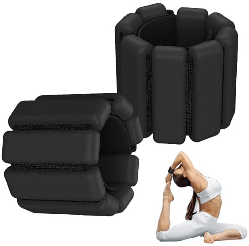 Set med 2 justerbara bärbara handledsvikter på 2 lb - Vikt vid fotleden - Bärbar handledsvikt - I silikon - För jogging, yoga - Svart
