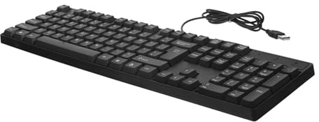 Teclado USB de Tamaño Completo 104 Teclas Abs Negro para Ordenador | Plug And Play, Máximo Confort, Alta Productividad, Reemplazo de Teclado Antiguo, Uso de Oficina