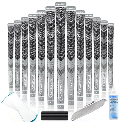 CHAMPKEY 13-Pack Half Cord Golf Grips with Installation Kit - All-Weather Performance Golf Club Grips for Men | High Traction & Feedback Design