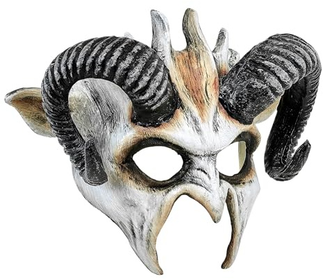 W WIDMANN MILANO Party Fashion - Augenmaske mit Hörnern | Kostümmaske für Dämonen, Teufel und Schamanen, Halloween, Karneval, Gothic, Mottoparty