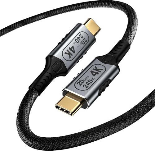 USB-C to USB-C 3.2 Gen2 Cable 20Gbps Data Transfer,240W 20V/5A USB Type C PD Fast Charging Cable 4K Video Output Compatible with Thunderbolt 3,Laptop,Telefoni Cellulari, Monitor,Dispositivi USBC 0.5M