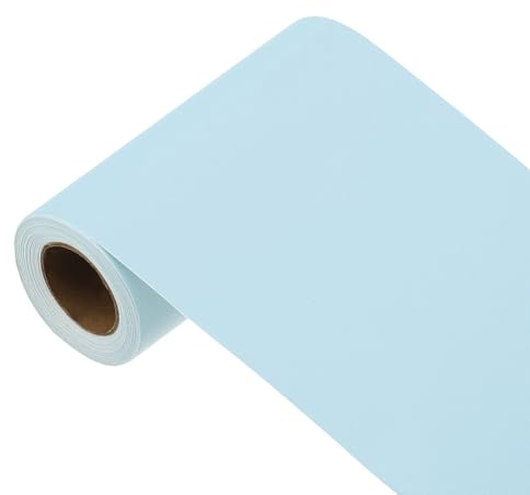 sourcing map Papier peint bleu ciel, 500,4 x 9,9 cm, papier peint autocollant en vinyle de couleur unie, décoration murale pour revêtement mural