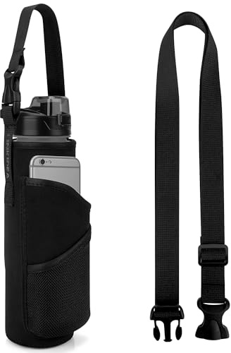 Linkidea Porte-bouteille d'eau de sport avec sangle compatible avec Enerbone 946,2 g, Owala FreeSip 680,4 g, sac de motivation avec poche pour téléphone pour randonnée, course à pied, fitness