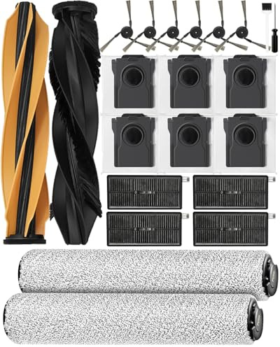 22 Accesorios para DREAME Aqua10 Roller/Aqua10 Ultra Roller Complete Robot Aspirador: 2 Cepillos Principales, 2 Bayetas de Rodillo, 4 Filtros HEPA, 6 Cepillos Laterales, 6 Bolsas de Polvo