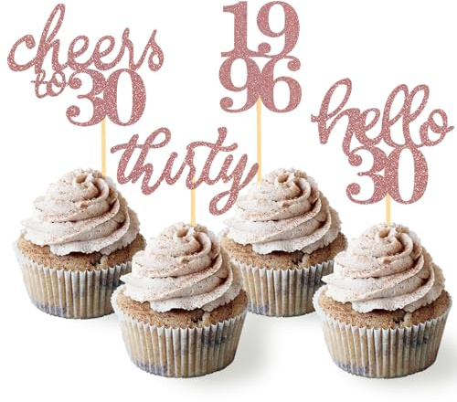 24 Stück Glitzer 30. Geburtstag Cupcake Topper