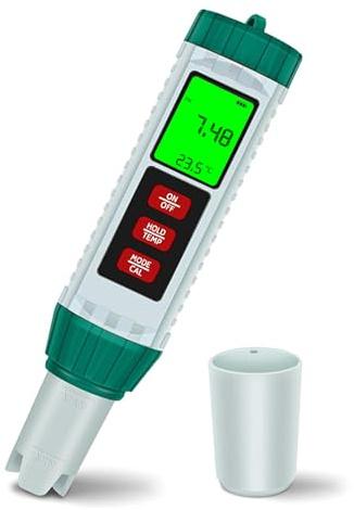 KitGody 5 in 1 PH Messgerät mit Automatischer Temperaturkompensation, PH/EC/TDS/Salzgehalt/Temperatur Wasserqualitätstester für Trinkwasser, Pool, Aquarium, Hydroponik
