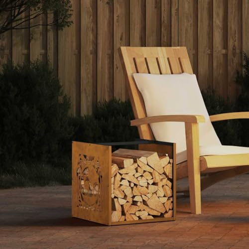 Holzstapelhilfe Holzunterstand, Brennholzregal 40x40x40 cm Wetterfester Stahl für Terrasse, Grillplatz im Freien, Lagerfeuer
