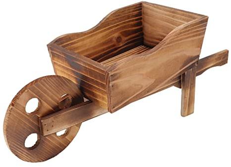 yiMANtrading Maceta de Madera con Carrito, innovadora Maceta en Forma de Carretilla para suculentas, Carro rústico de Abeto Chino con Ruedas para la decoración de Jardines y Patios del hogar