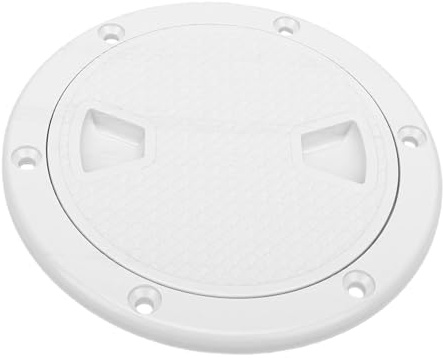 ACOGEDO Boccaporto Rotondo per Barca Copertura Staccabile da 4 Pollici Piastra di Ponte di Ispezione Antiscivolo Accesso allo Yacht Marino (White)