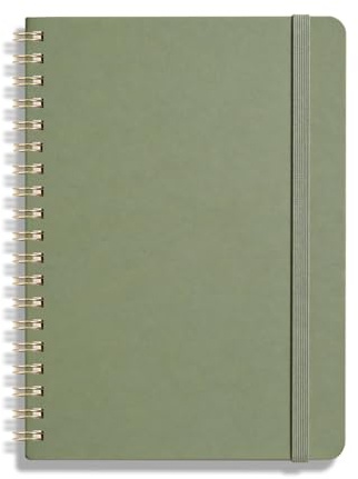 PYNEX Small Lined Spiral Notebook, Writing Book Journals for Women, 70 Sheets 140 Pages, 7mm Feint Ruled 80gsm Thick Paper, Portable Writing 12.7×17.78cm - Sage Green