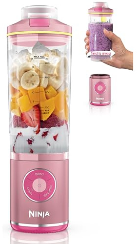 Ninja Blast Max - Mezclador portátil + Twist & Go - Batidora personal para batidos, 3 programas, recipiente extraíble inalámbrico de 550 ml, apto para lavavajillas, a prueba de fugas (limón)