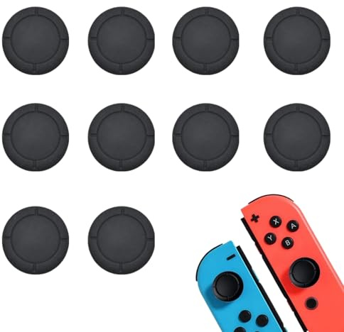 Gefaps Capuchon Joystick 10 Pièces, Thumbstick Cover pour Joy-Con Switch 2 Lite, Protection Manette Switch en Silicone, Joystick Accessoires Noir