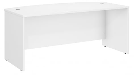 Bush Business Furniture Studio C 72W x 36D Bow Front Desk in White, Computer Table for Home or Professional Office