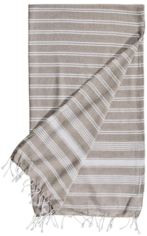 BUTLERS Hamamtuch Baumwolle - Surfside - Schnelltrocknend | Farbe Grau - 90x170 cm - Saunatuch für Bad & Sauna - Strandtuch für Strand - Pestemal mit Fransen