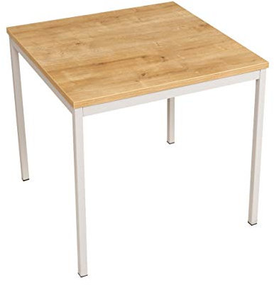 furni24 Schreibtisch-Stahl 80x80x75cm, Eiche, TÜV/GS-Einfache Montage, Arbeitstisch, Bürotisch, Küchentisch, Esstisch, Druckertisch Büro-Möbel Arbeitszimmer Computertisch Gaming-Tisch Mehrzwecktisch