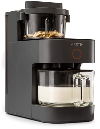 Klarstein Mixer, mixeur sur pied avec 300 et 1250 watts de puissance, pour la préparation de laits végétaux et smoothies avec technologie de chauffage à 360°, 30.000 tours/minute, écran tactile, noir