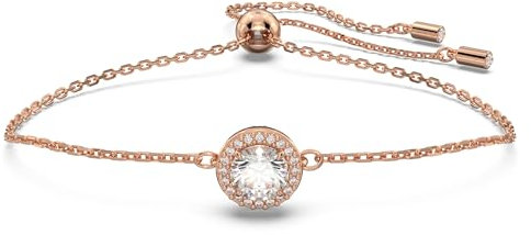 Swarovski Constella bracelet, Round cut, White, Rose gold-tone plated